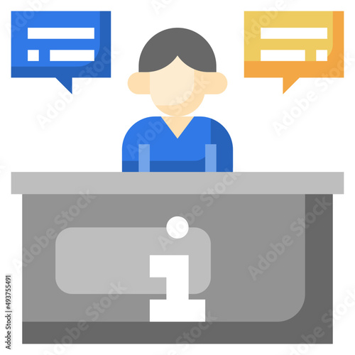 information desk flat icon,linear,outline,graphic,illustration