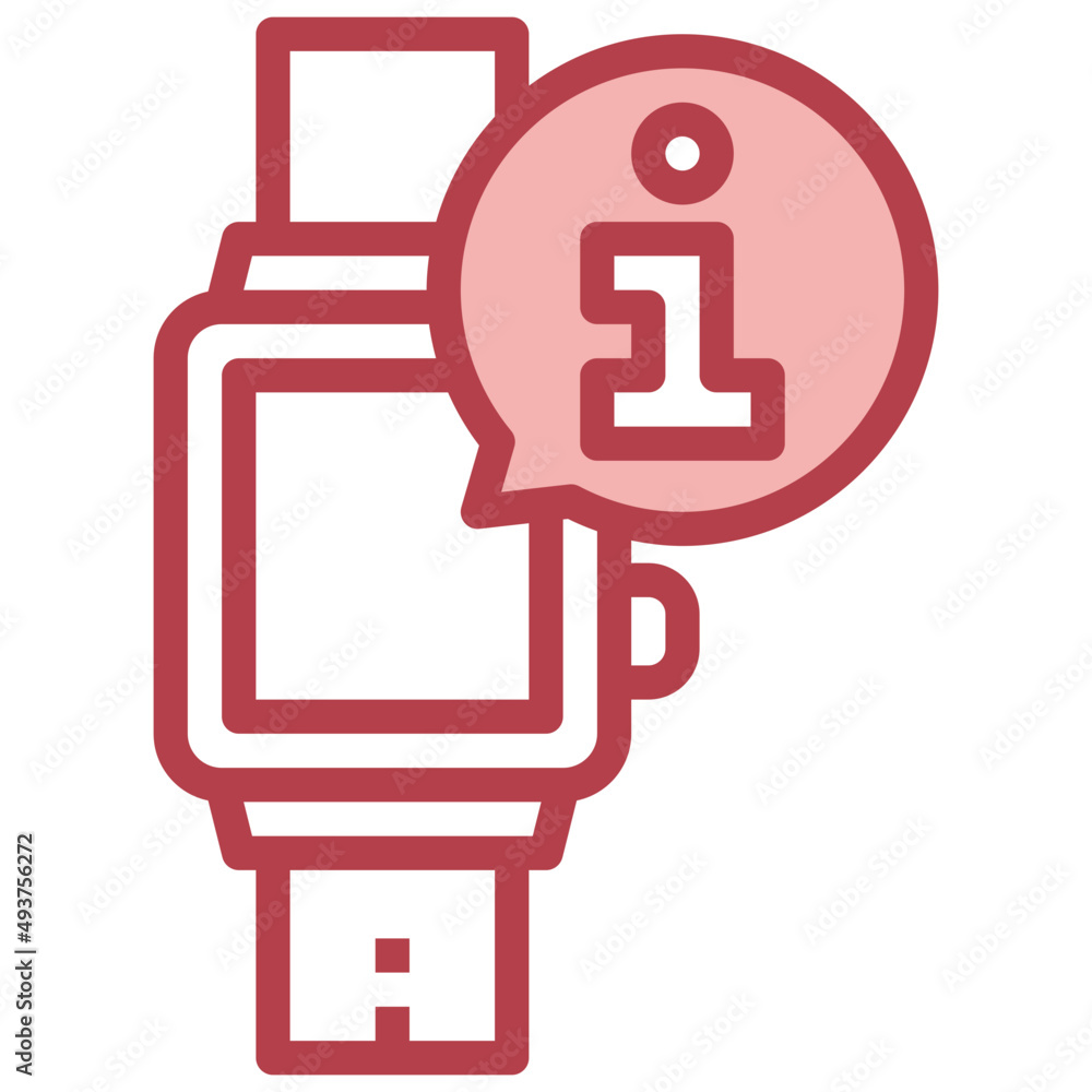 smart watch red line icon,linear,outline,graphic,illustration smart watch red line icon,linear,outline,graphic,illustration