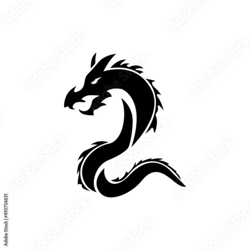 Silhouette dragon mascot logo design template