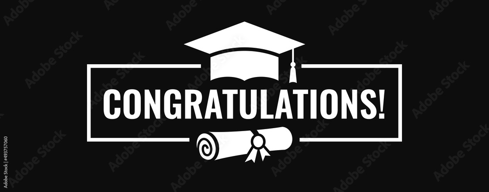 Congratulations vector banner, graduation concept