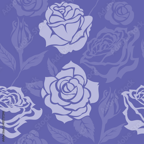 Seamless floral pattern very peri color. Vector illustration wallpaper. 