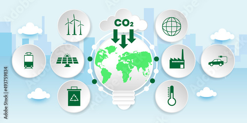 reducing CO2 emissions to stop climate change. Renewable energy-based green businesses can limit climate change and global warming. green energy background