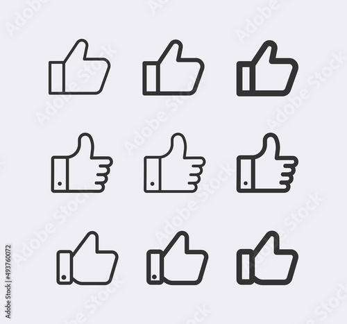 Thumbs up line icon set