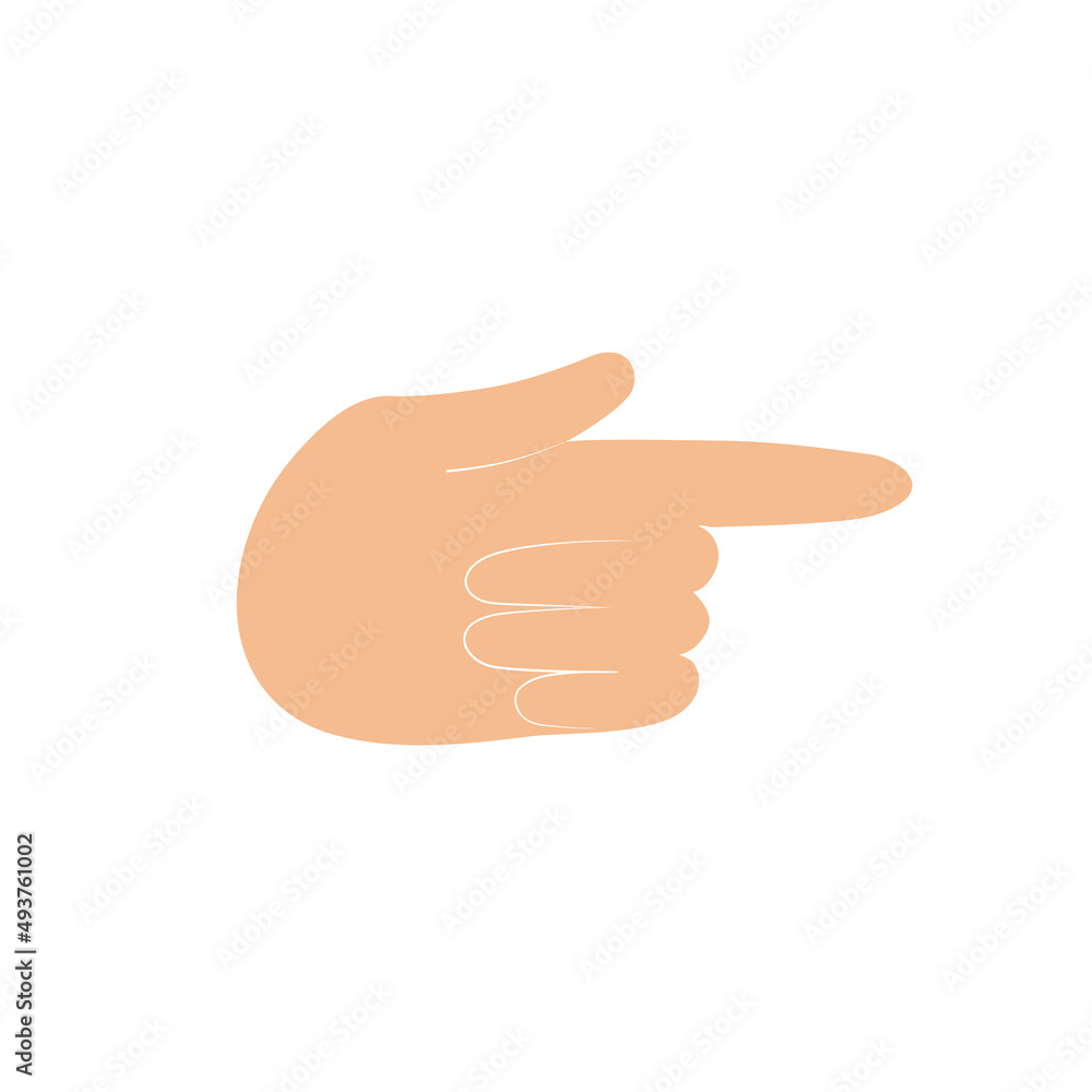 Pointing gesture. Hand with forefinger extended. Vector flat illustration Pointing gesture. Hand with forefinger extended. Vector flat illustration