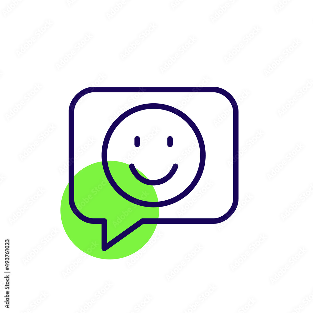 Message with happy emoji. Pixel perfect, editable stroke fun color icon Message with happy emoji. Pixel perfect, editable stroke fun color icon