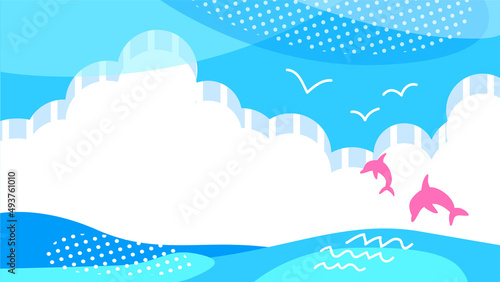 海と青空の風景イラスト