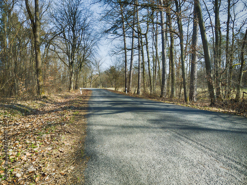 Schmale Landstraße im Frühling in Deutschland