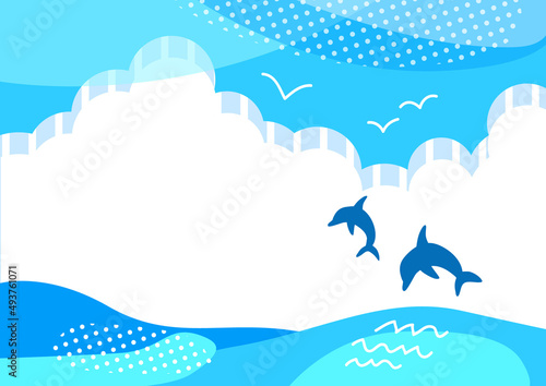 海と青空の風景イラスト