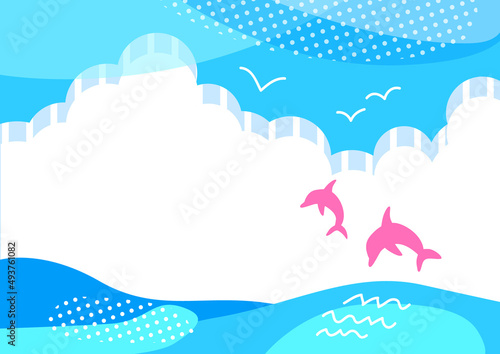 海と青空の風景イラスト