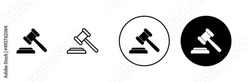 Gavel icons set. judge gavel sign and symbol. law icon. auction hammer