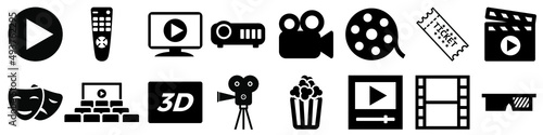 Movie vector icon set. Cinema illustration symbol collection. entertainment sign or logo.