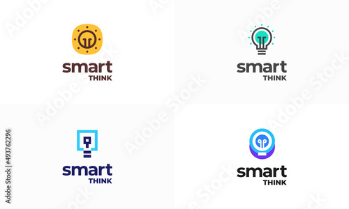 Set of Modern Bulb logo designs concept vector, Light bulb idea logo icon, Smart Inspiration logo designs template