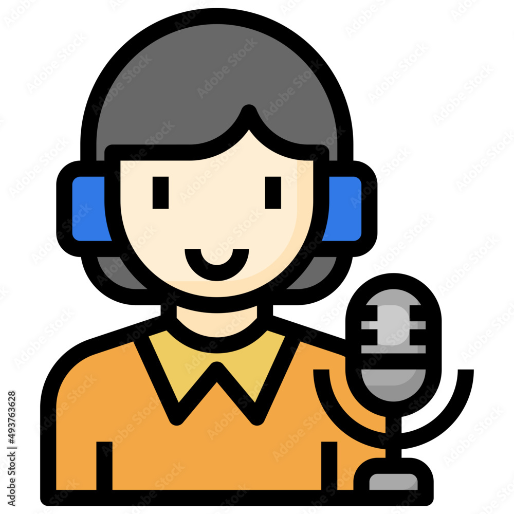 broadcaster filled outline icon,linear,outline,graphic,illustration