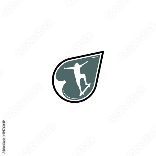 Droplet and Skateboarder logo or icon design