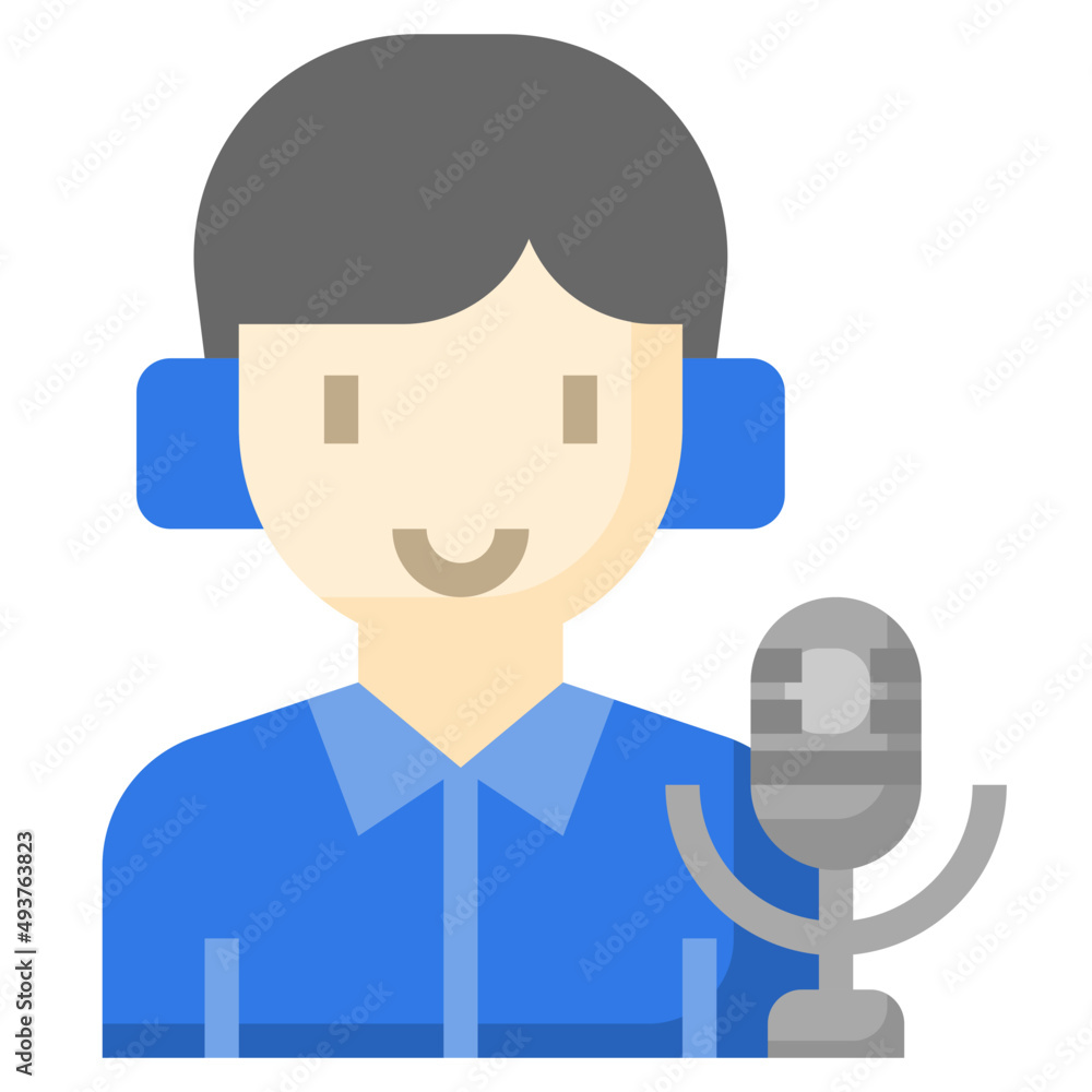 Broadcaster flat icon,linear,outline,graphic,illustration Broadcaster flat icon,linear,outline,graphic,illustration