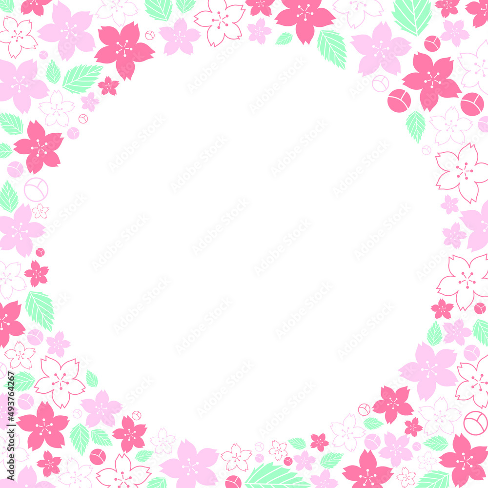 sakura, Cherry blossom flower with leaf frame vector for decoration on spring seasonal and O' hanami festival. sakura, Cherry blossom flower with leaf frame vector for decoration on spring seasonal and O' hanami festival.