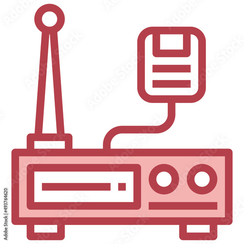 radio transmitter red line icon,linear,outline,graphic,illustration