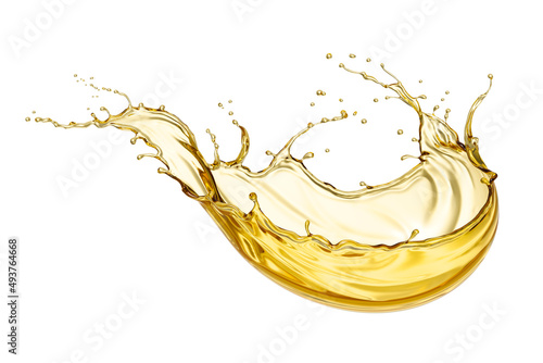Olive oil or Cosmetic essence splash isolated on white background photo