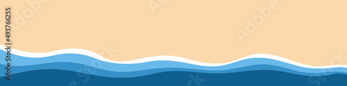 Abstract background of blue sea and summer beach for banner, invitation, poster or website design. Vector illustration in a flat style.