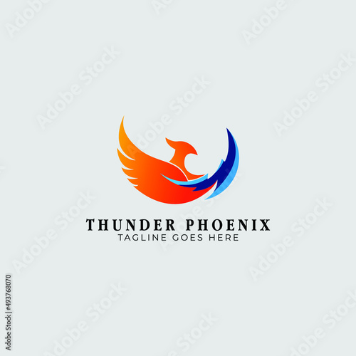 Thunder Phoenix Logo Template Design. vector logo. vector illustration