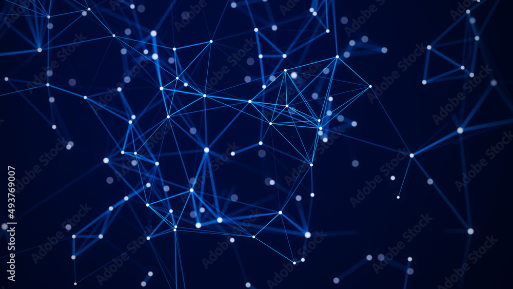 Plexus of lines and dots. Connected particles. Network geometry background. 3d rendering Plexus of lines and dots. Connected particles. Network geometry background. 3d rendering
