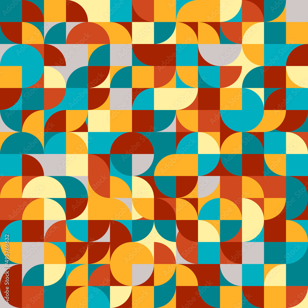 60s 70s style geometric seamless pattern. Mid century modern abstract pattern in retro colors. 60s 70s style geometric seamless pattern. Mid century modern abstract pattern in retro colors.