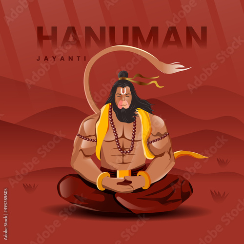 Schilderij op canvas jay Shri Ram,Happy Hanuman Jayanti, celebrates the birth of Lord Sri Hanuman