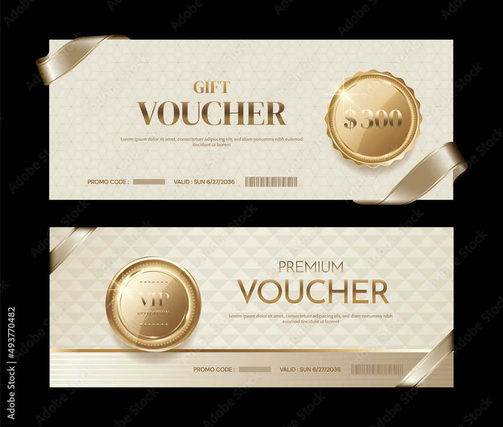 Luxury voucher and vip coupon backgrounds - obrazy, fototapety, plakaty 