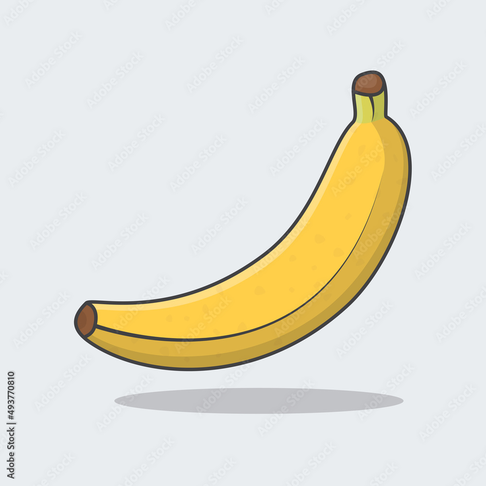 Banana Cartoon Vector Illustration. Fresh Banana Fruit Flat Icon Outline
