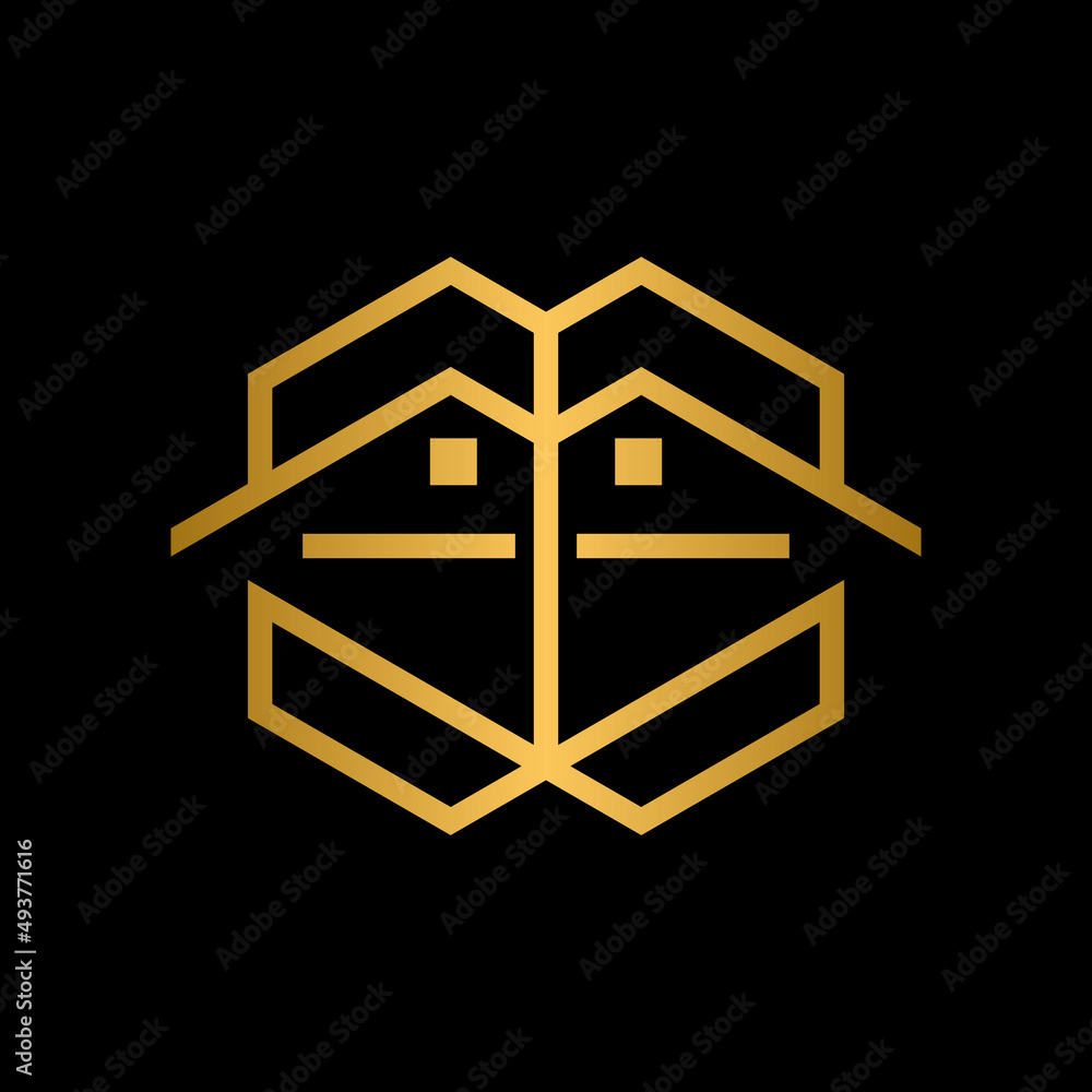 Initial letter EE with house logo design vector icon Initial letter EE with house logo design vector icon