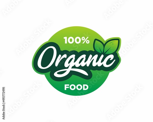 100 percent organic food label stamp badge vector