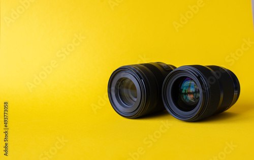  Lens photo  for the camera in yellow background