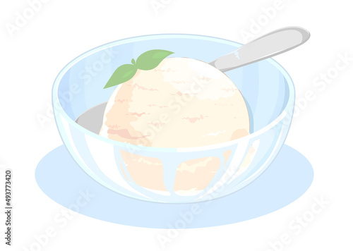 バニラアイスクリームのイラスト photo