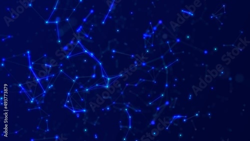Digital Plexus background.Data technology and scientific illustration. Moving dots and lines network connection structures. 3d rendering. 4K
