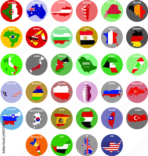 Country Flags Vectors in Circle