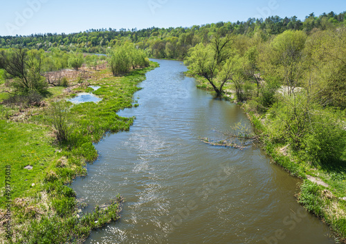 Amazing spring view on the Zbruch River, Ternopil and Khmelnytsky regions border, Ukraine. photo