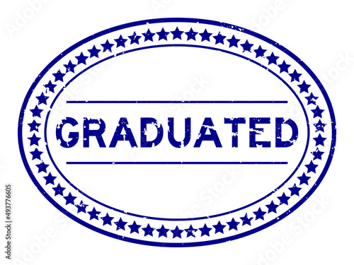 Grunge blue graudated word oval rubber seal stamp on white background