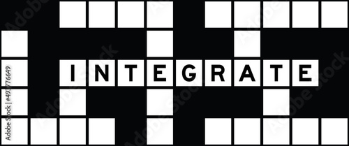 Alphabet letter in word integrate on crossword puzzle background