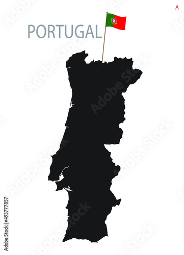 Portugal Map silhouette. Map of Portugal silhouette Vector Illustration