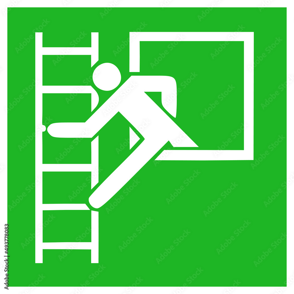 ISO 7010 E016 – Emergency window with escape ladder sign ISO 7010 E016 – Emergency window with escape ladder sign