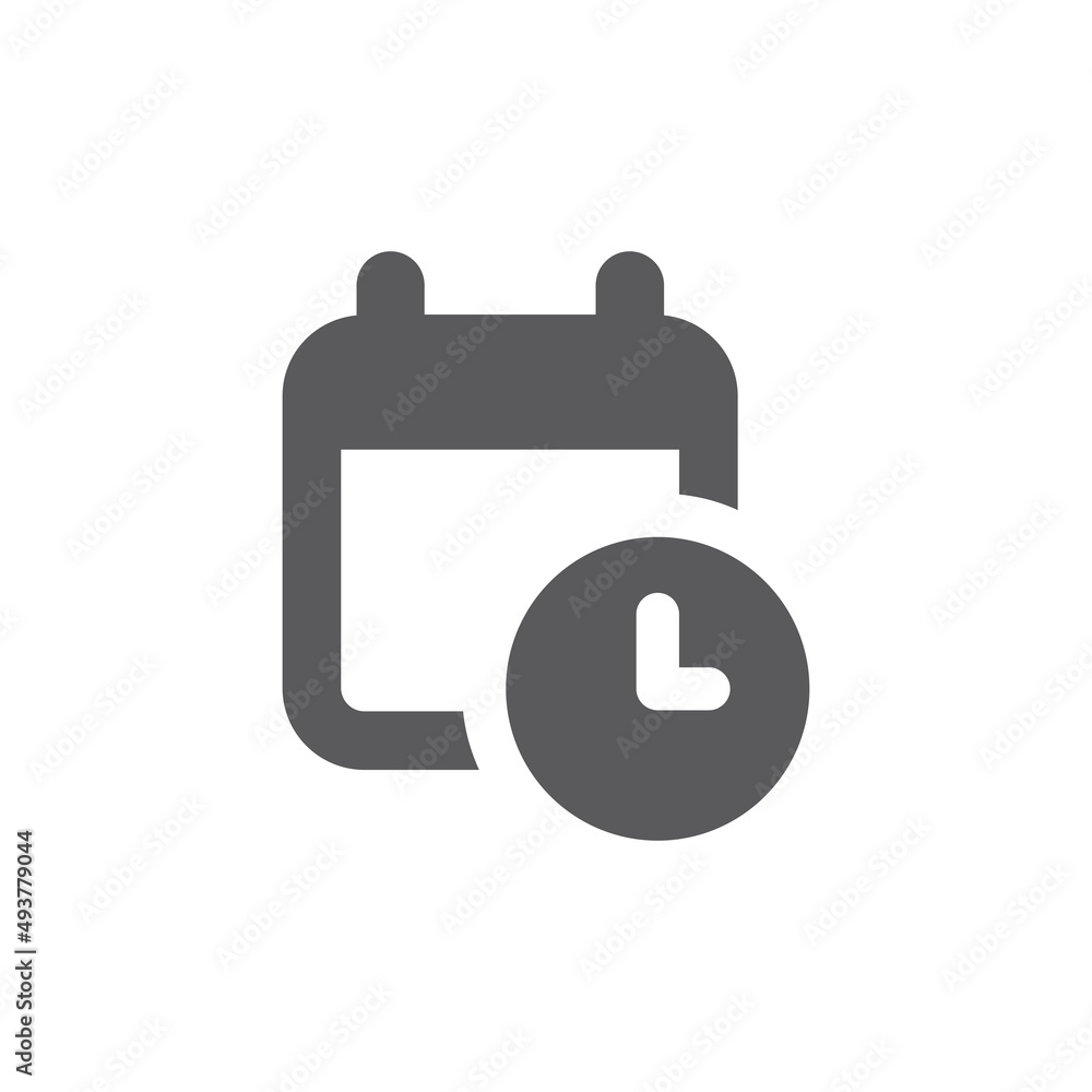 Date and time black vector icon. Calendar with clock filled symbol. Date and time black vector icon. Calendar with clock filled symbol.