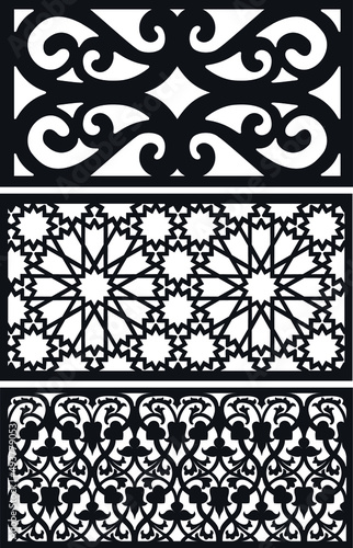 laser cut decoration doors,windows pattern design geometric,abstract floral motifs vector illustration stock 