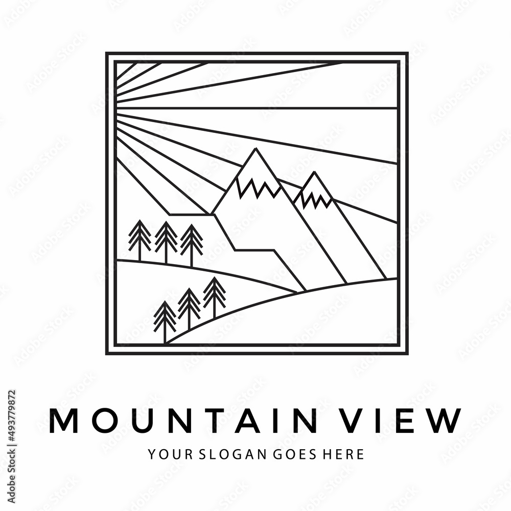 Mountain View Art Logo Vector Illustration Minimalist Simple Design