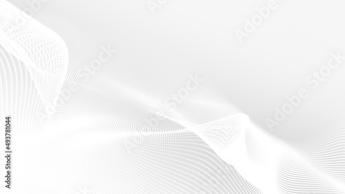 Dot white gray wave light technology texture background. Abstract big data digital concept. 3d rendering.