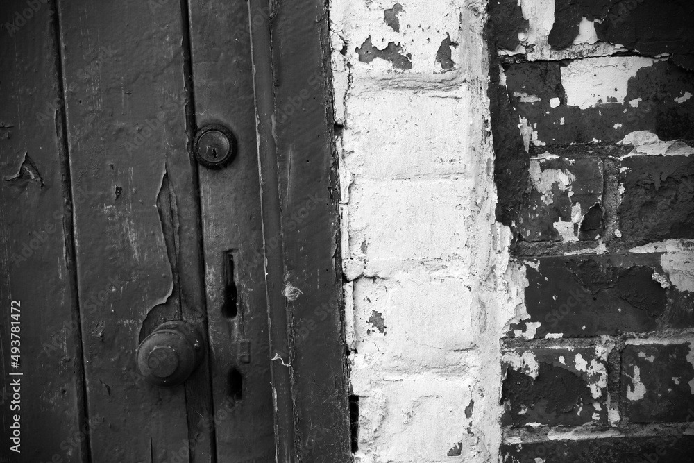 Old wooden door of a fisherman shed - Ferryden - Montrose - Scotland - UK