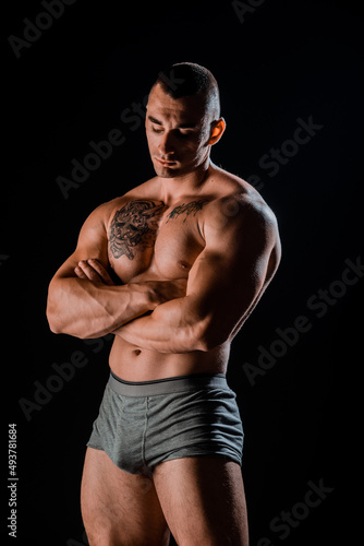 Body of muscular male with great physique