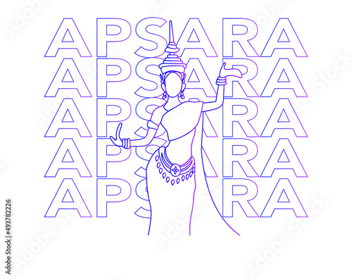 Apsara dancing, Cambodia Apsara drawing isolation background, Apsara traditional drawing, apsara flat drawing template. Vector photo