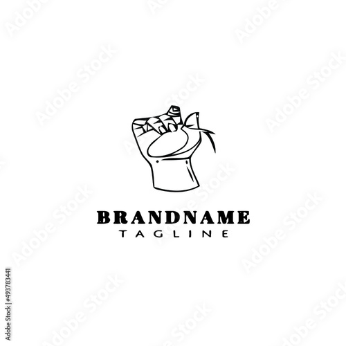hand holding a castanet logo cartoon design icon template black isolated vector