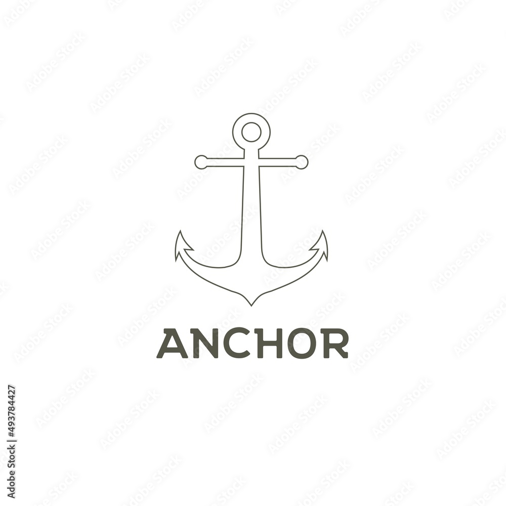Simple Mono Line Art Anchor Boat Ship Nautical logo design vector Simple Mono Line Art Anchor Boat Ship Nautical logo design vector