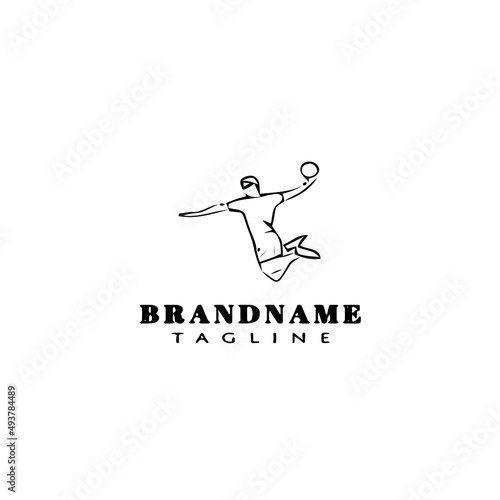 handball player logo cartoon design icon vector illustration